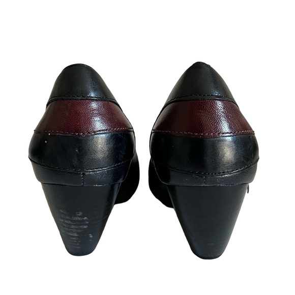 Indigo Size 6.5 Black + Maroon Closed Toe Chunky Heel - Picture 6 of 7